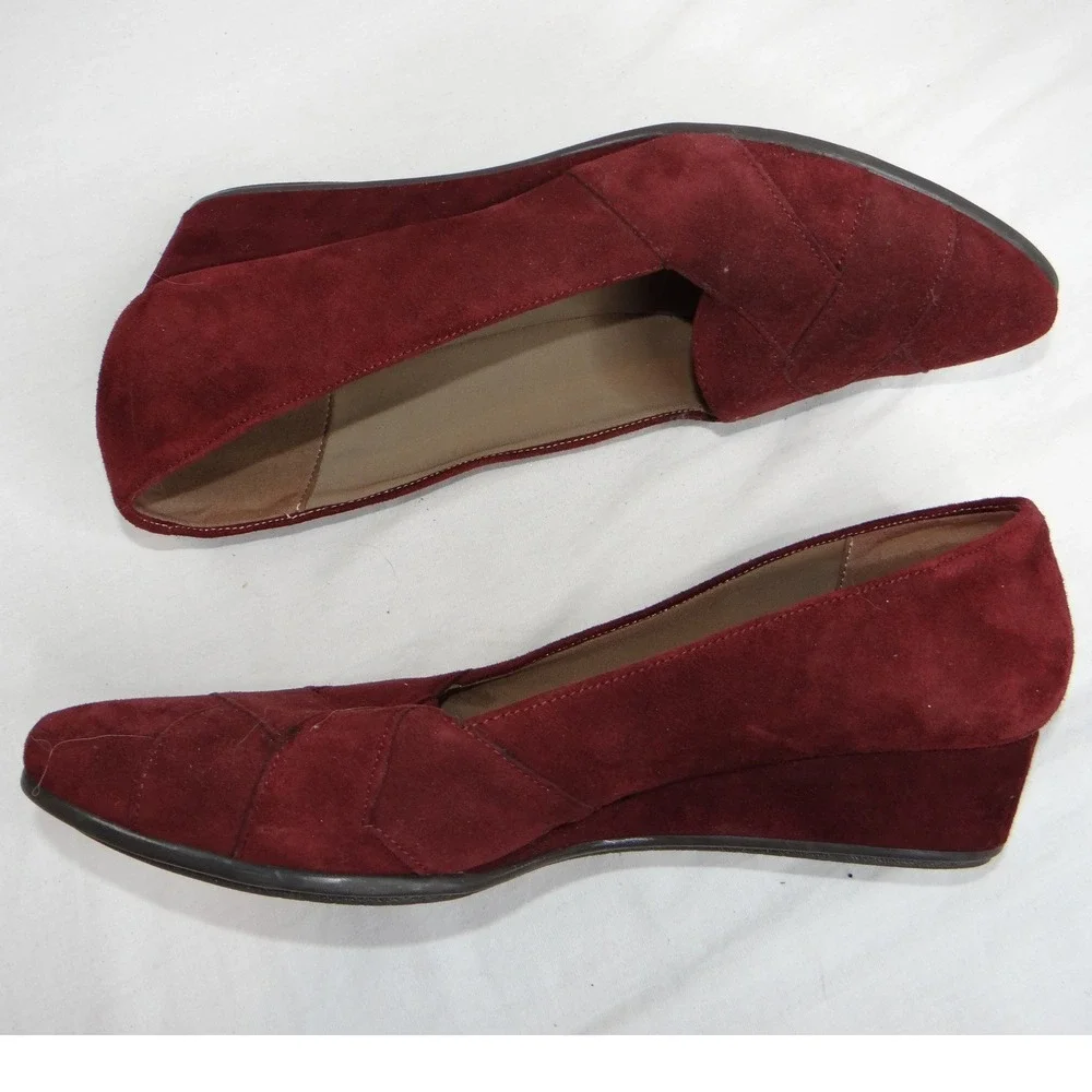 Easy Spirit‎ Womens Burgundy Suede Wedge Heels Shoes Size 9